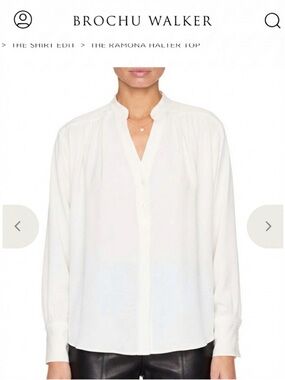 Brochu Walker White Button-Down V-Neck Shirt